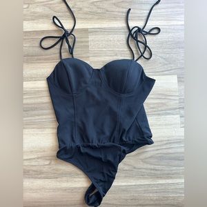 Fashion Nova Black Bustier One-Piece Top